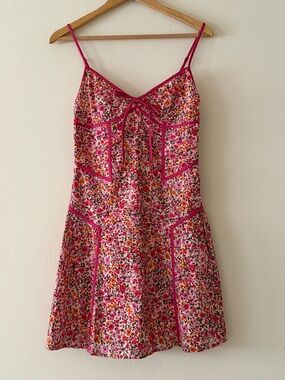 Anthropologie floral cotton fit and flare dress lined NWT